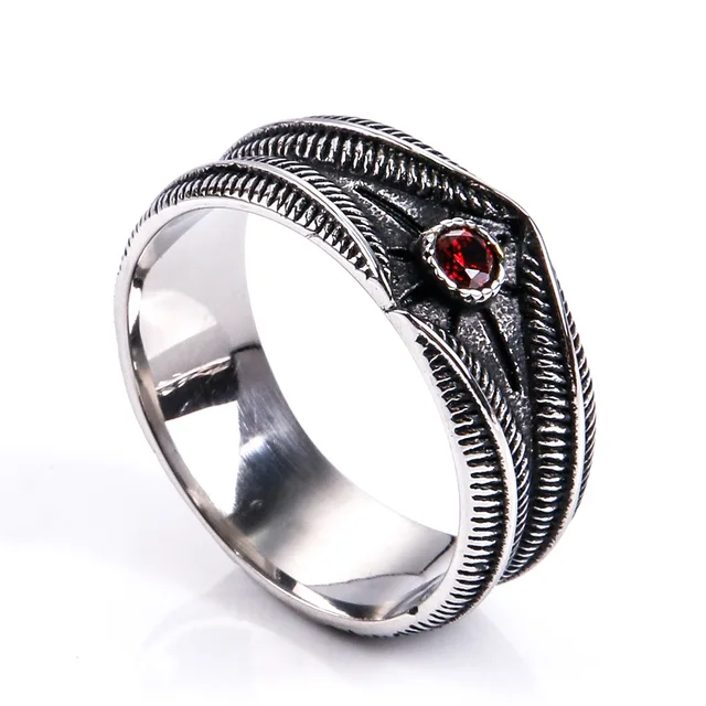Anillos de piedra con forma de paraguas para mujer hombre, joyería Retro de plata Color azul y rojo, para aniversario y boda| Anillos| - AliExpress