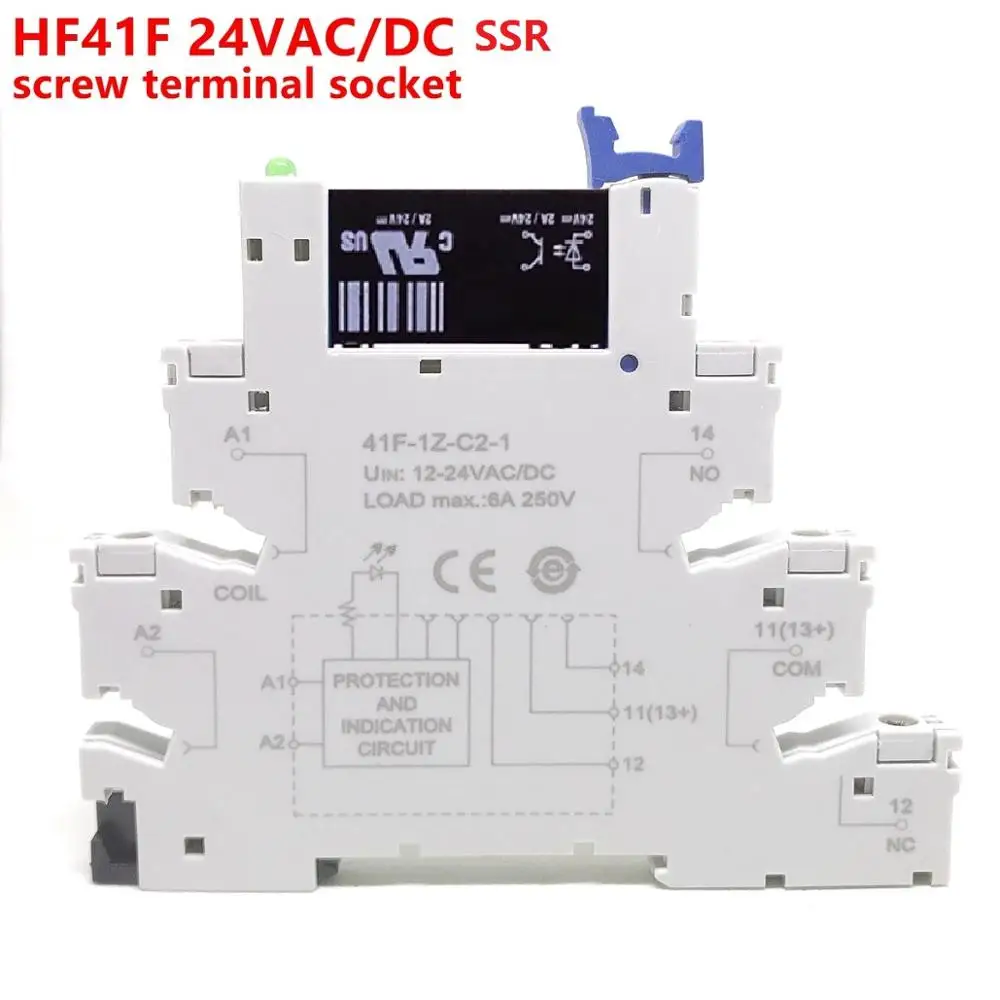 Реле 41F 1Z C2 1 HF41F 24 ZS 12 5 в В 230 6A 1CO Slim/SSR крепление на винтовой розетке светодиодный