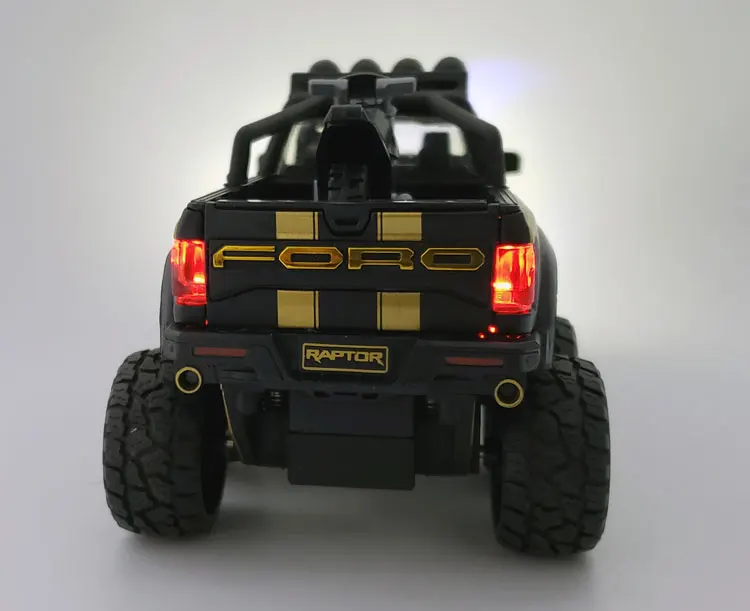New 1:28 Ford Raptor F150 Alloy Diecast Car Model Toys Sound Light Toy Pickup Truck Pull Back Vehicle For Children