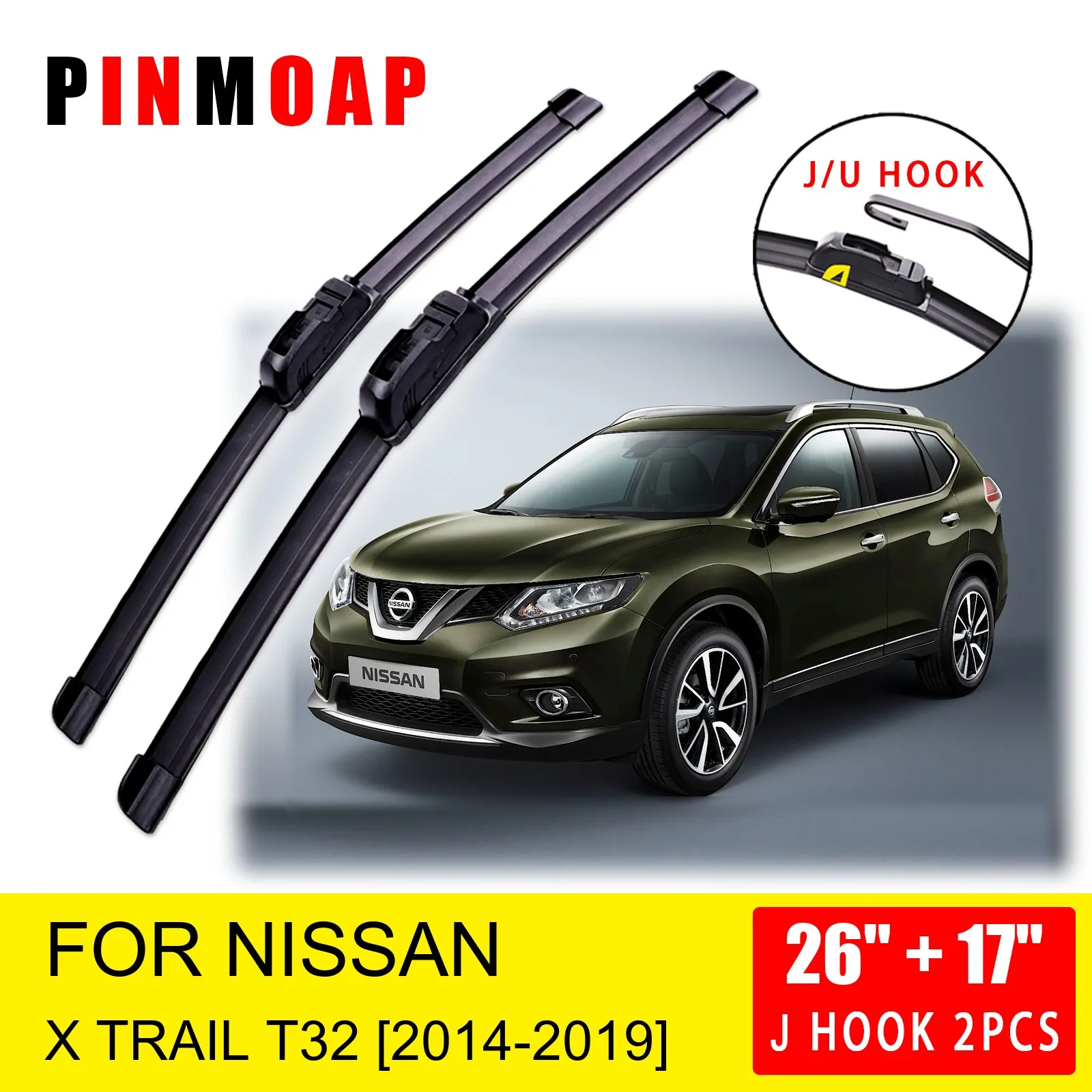 Escobillas de limpiaparabrisas delanteras y traseras para Nissan Qashqai  J11 2013-2020 26 + 17 + 12 accesorios de corte 2015 2016 2017 2018 2019