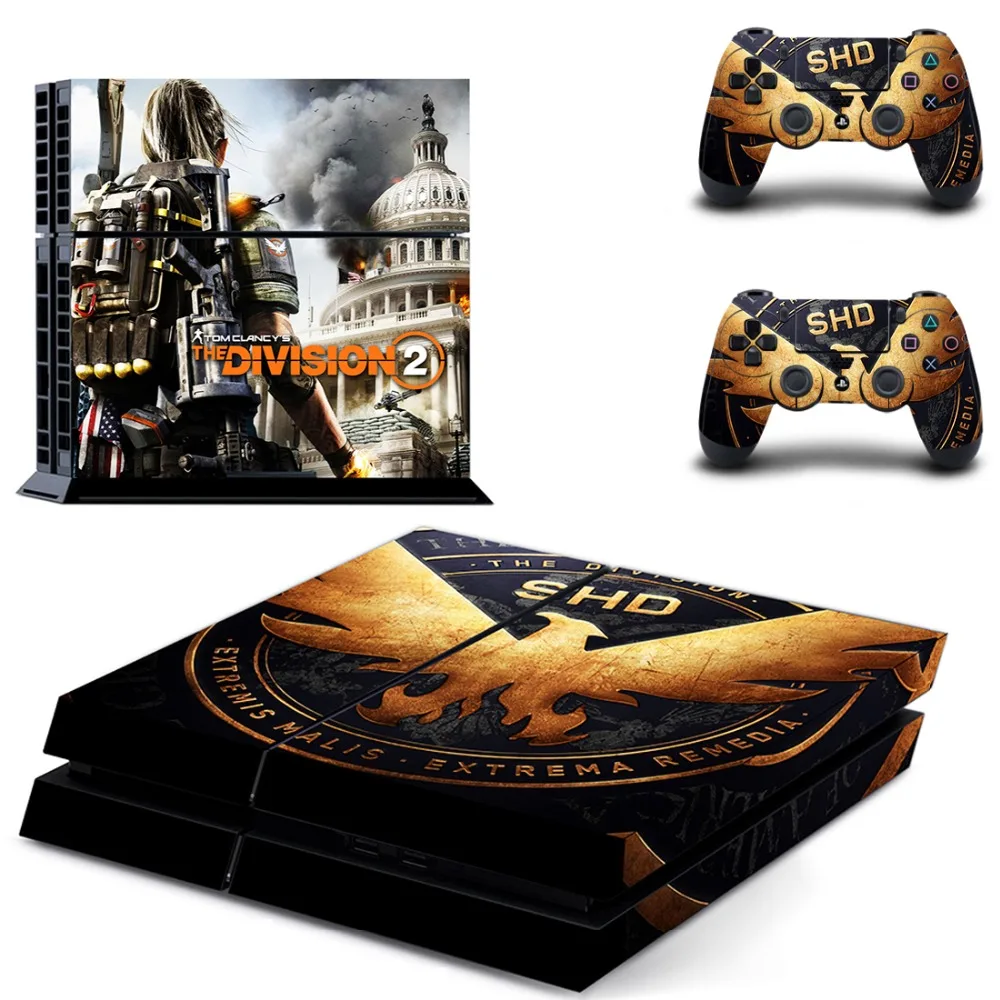 Белый The Division 2 PS4 sticker s Play station 4 наклейки кожи наклейки для playstation 4 PS4 консоли и контроллера Скины Виниловые - Цвет: Белый