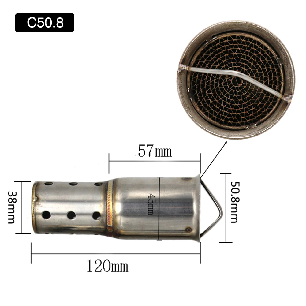 Sclmotos-51 мм/60 мм реальные Catalyst дБ убийца перегородка для мотоцикла глушитель выхлопной трубы Шум подавитель звука по бездорожью велосипед - Цвет: C-01