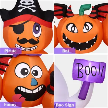 

UNOMOR 7FT Inflatable Pumpkin Patch Air Blown Up Halloween Inlatable Pumpkin Model with 6pcs Stakes 2pcs Cords for Garden Yard
