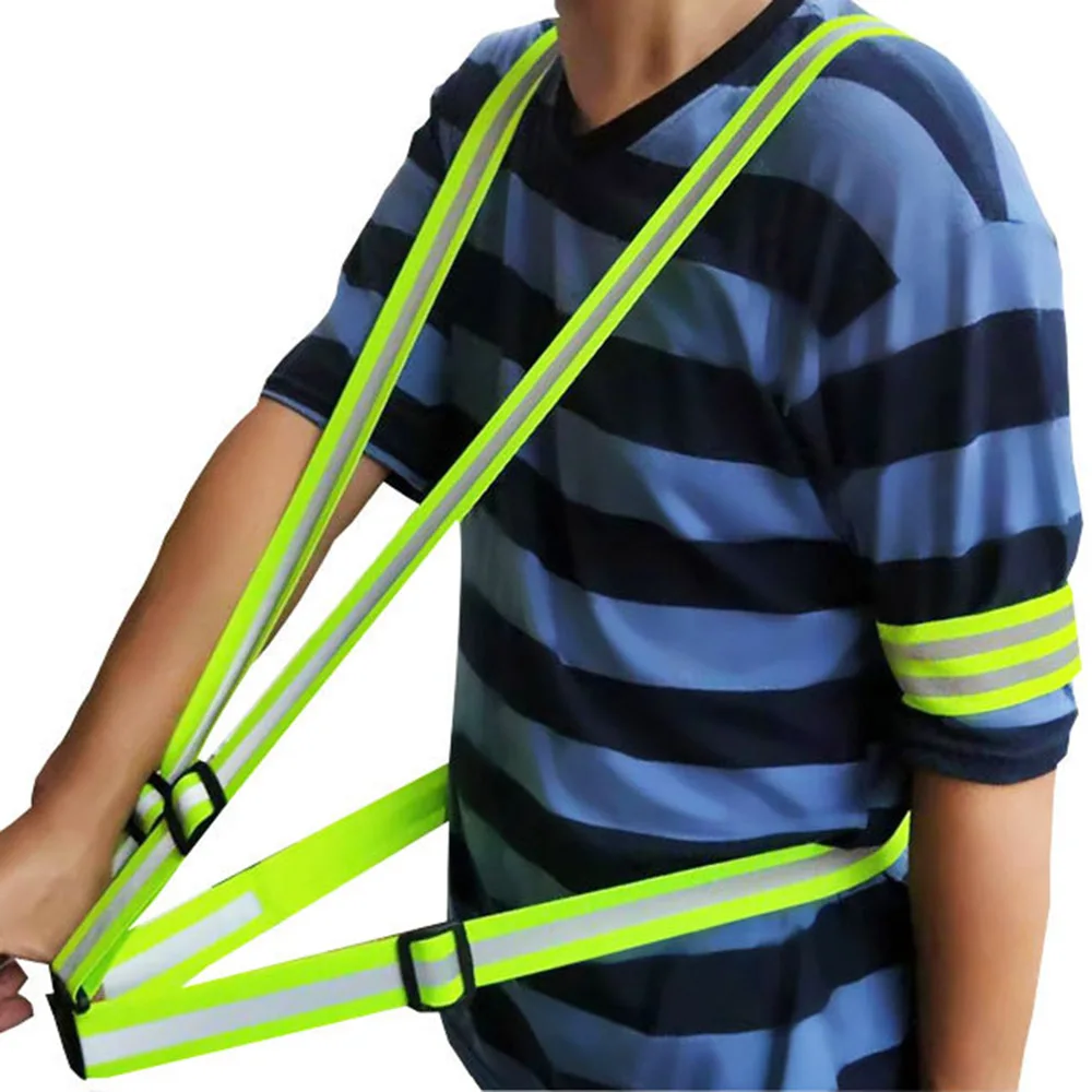 Cycling Running Reflective Strips High Visibility Bicycle Safety Bind Pants Armband Hand Leg Warning Reflective Tape BC0129 (6)