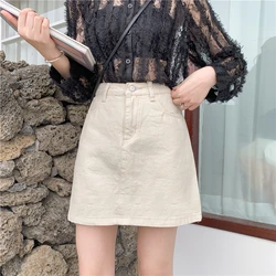 2022novo verão novo feminino cor sólida cintura alta a line mini saia jeans casual feminino tamanho 5xl senhoras calças de brim curtas skrits