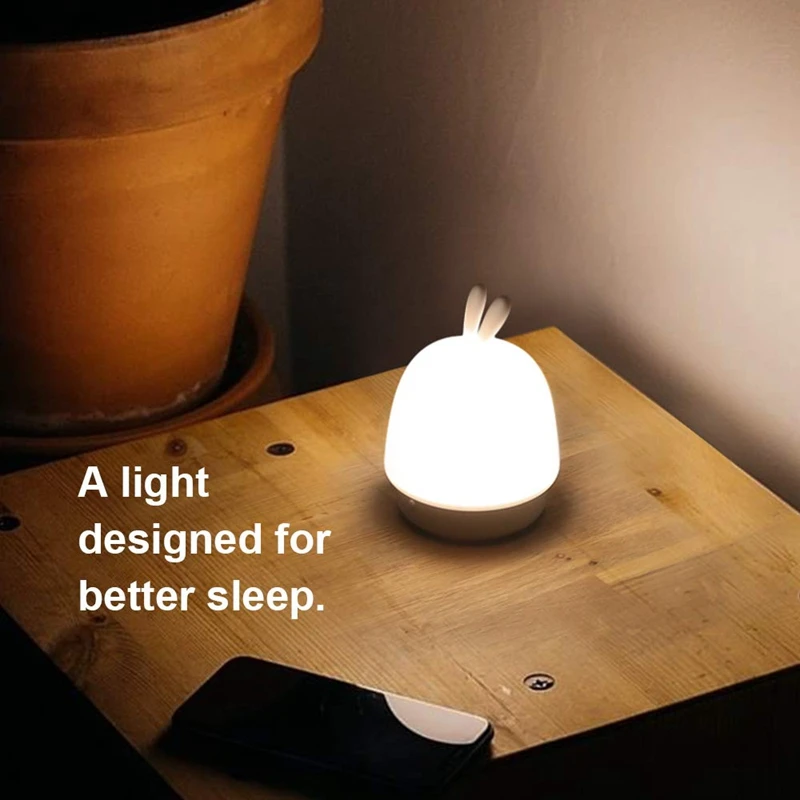 

Night Lights for Kids,Silicone LED Night Light, Nursery Lamp for Feeding, Nursing, Changing Diaper, Press Control, Rabbit Light