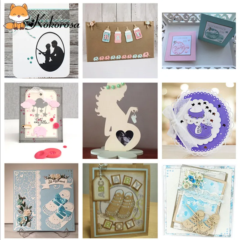 

Kokorosa Metal Cutting Dies Scrapbooking for Card Making DIY Embossing Cut Craft Die Pregnant Woman Heart Baby Mother Shoes Die
