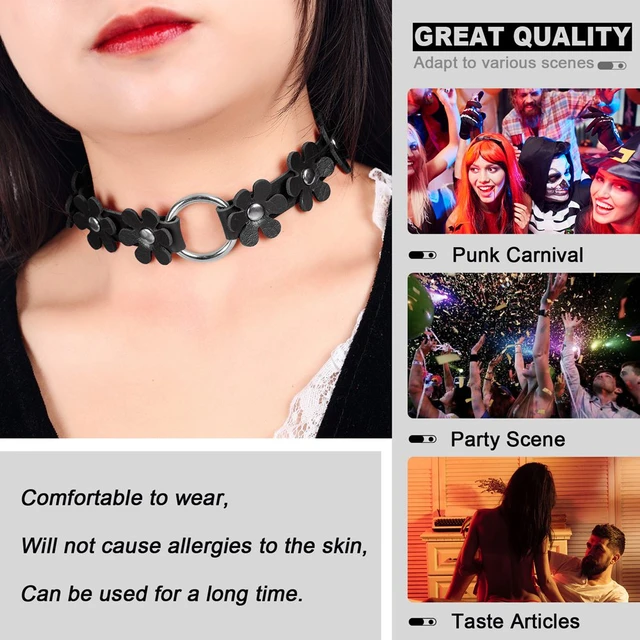 Necklace Woman Choker Black Leather  Gothic Accessories Punk Woman - Woman  Black - Aliexpress