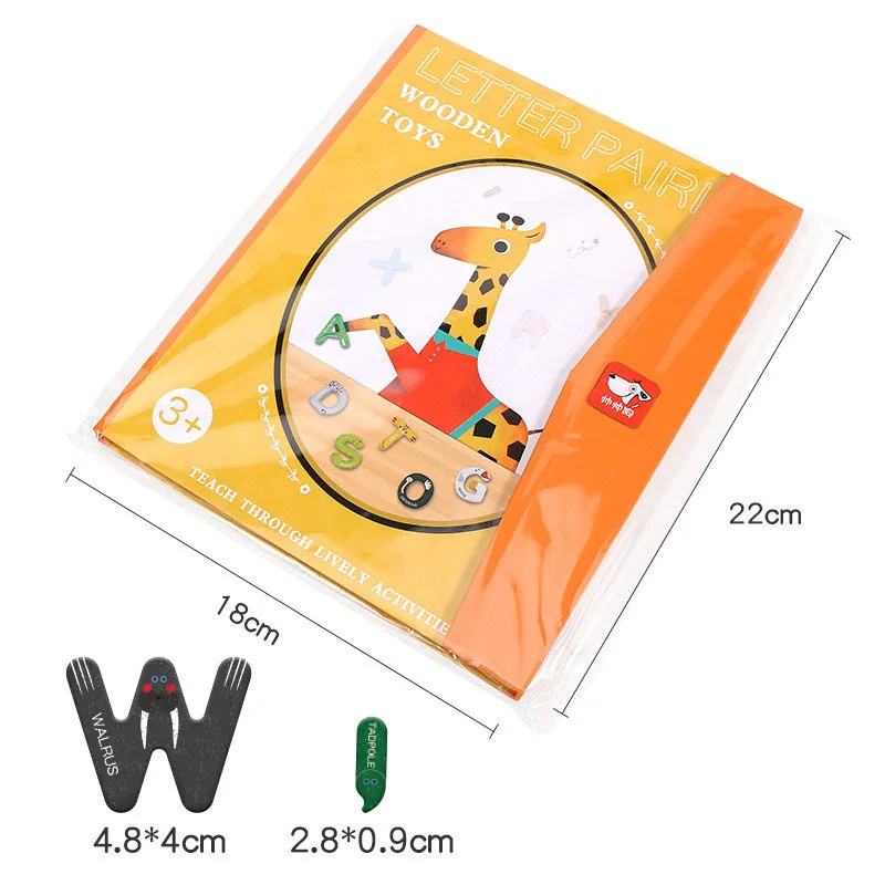 Montessori Wooden 26Pcs Magnetic English Letters Board Game Alphabets Languages Learning Book Educational Toy for Children Gifts 6