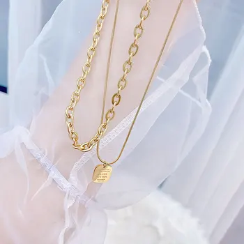 Ins Hot Luxury Square K Gold Temperament Flash Minimalist Necklace Vintage Choker Pendant Personalised Necklace Glamour Gift