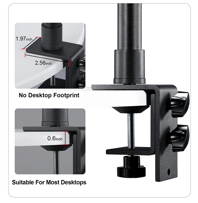 LP09 Tabletop Light Stand Clip Stand with 1/4 Screw for LED Ring Light Adjustabl
