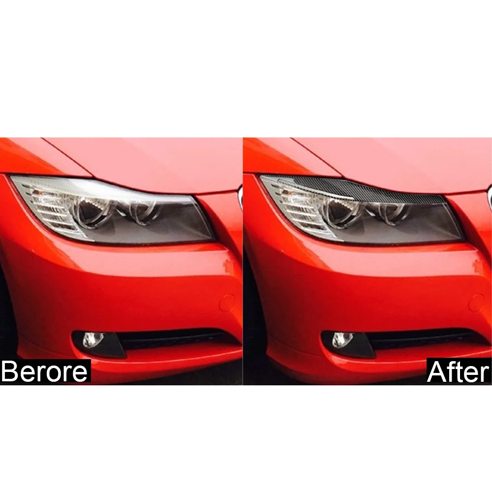 Черная отделка передних фар Брови крышки части для BMW 3 серии E90 2009