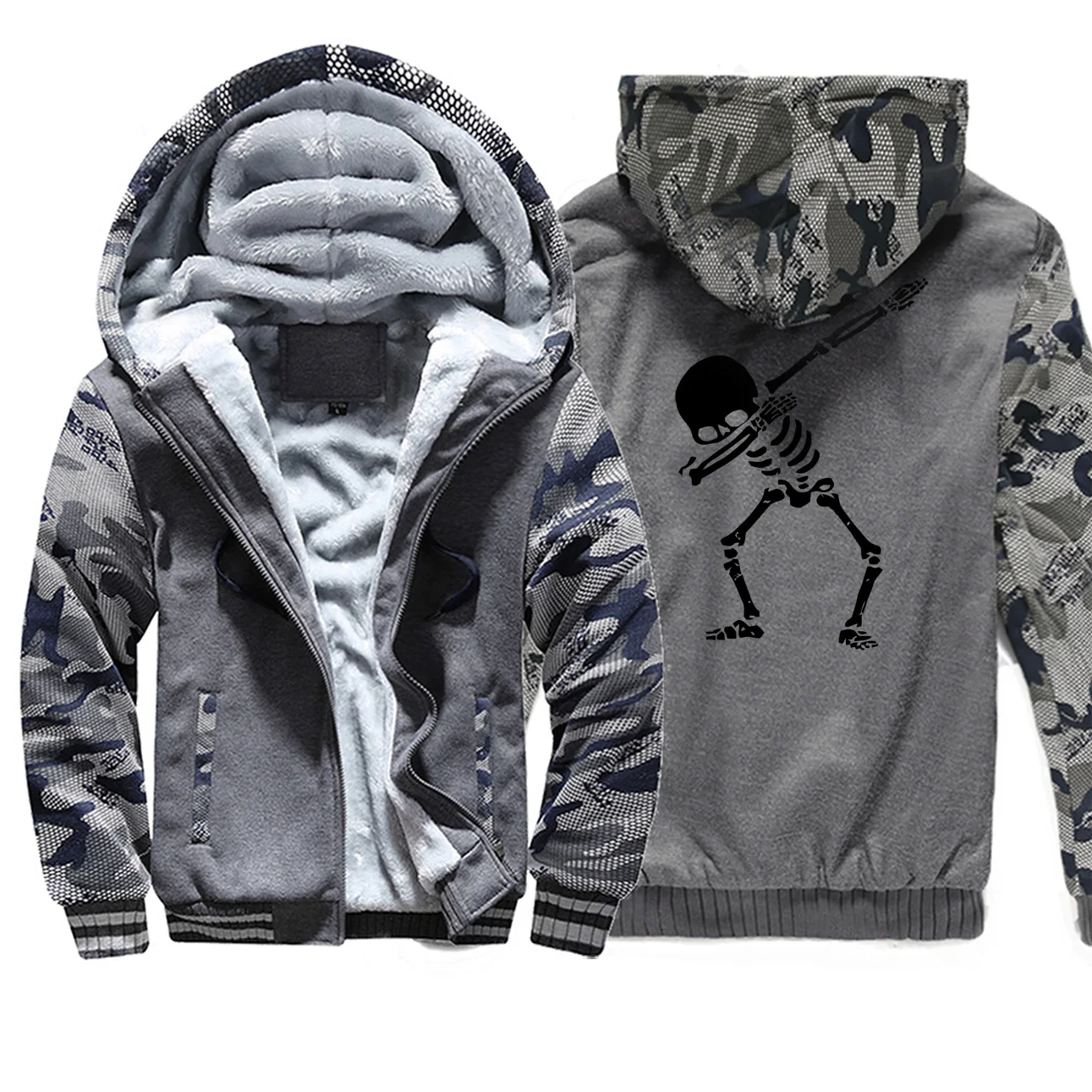 

Dabbing Skull Winter Militray Men Fleece Thick Warm Jacket Mens Coats And Jackets Hoodies Male Sweatshirt Camouflage Sweatshirts