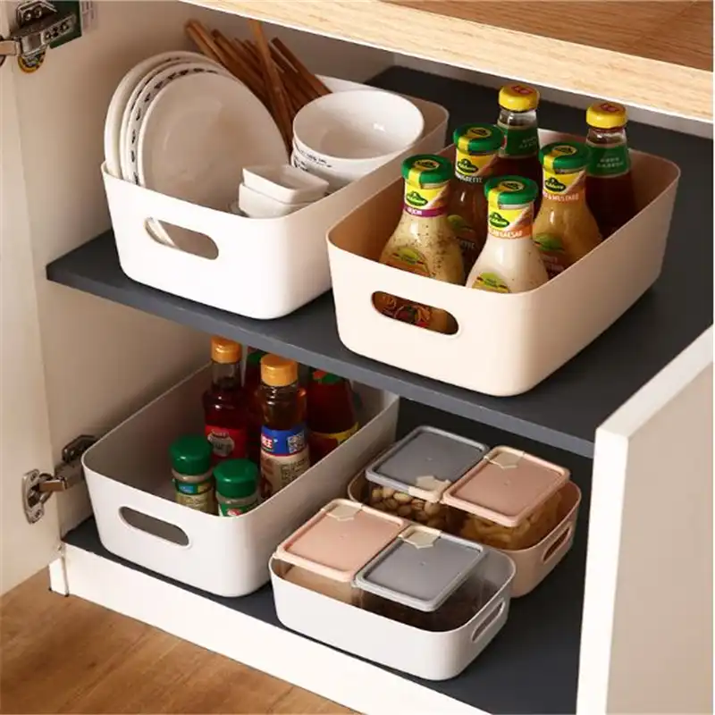 雑貨収納ボックスデスクトッププラスチック製正方形収納バスケット家庭用キッチン整頓化粧品スナック収納収納バスケット ストレージバスケット Aliexpress