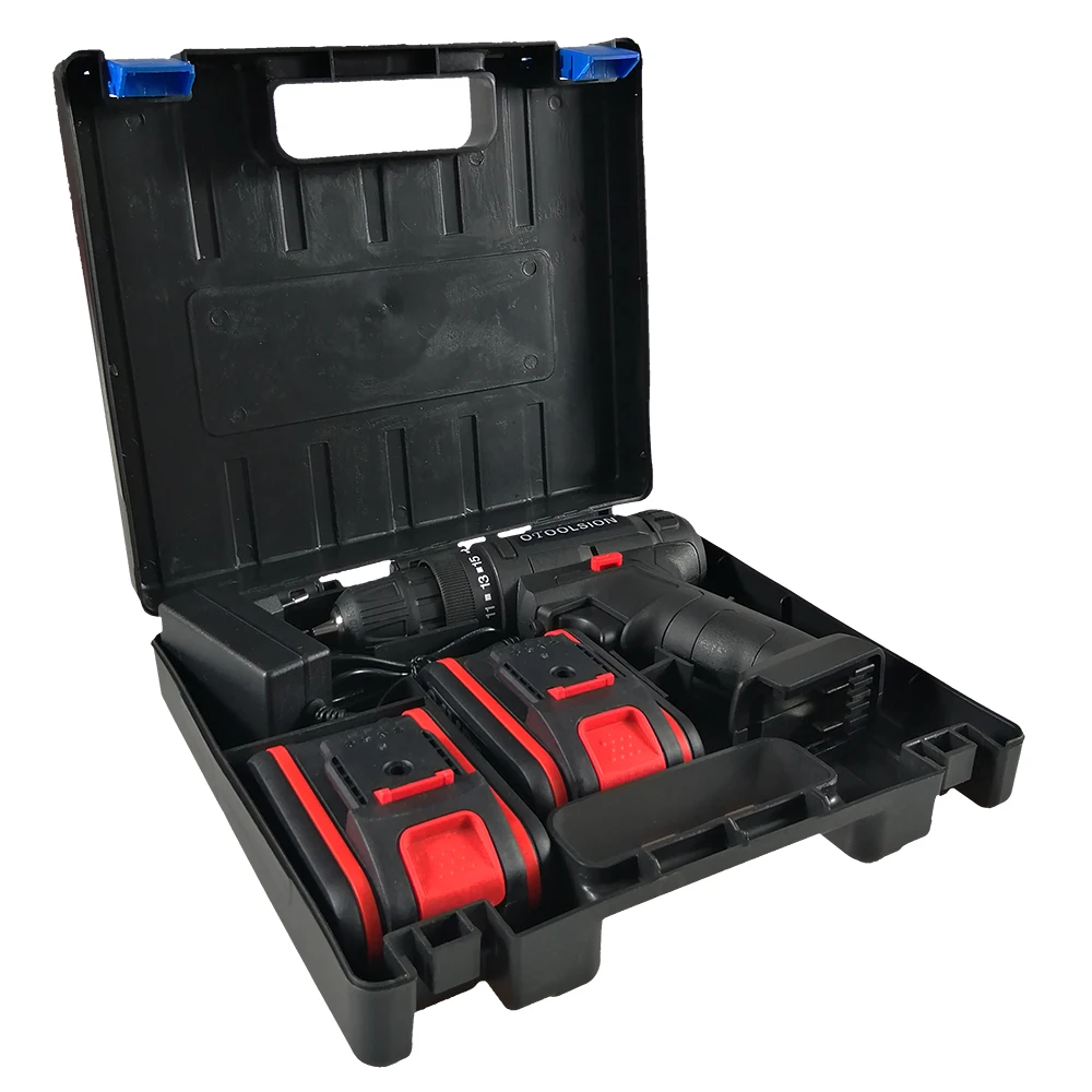 21V Portable Cordless Hand Drill Electric Drill Multifunctional Cordless Screwdriver Handheld Power Tools With Plastic Box (1)
