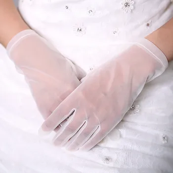 

Tulle Gloves Lace Semi Sheer Nylon White Short Gloves Gloves GPD8959