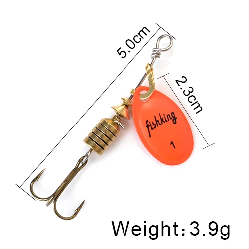 FISH KING Spinner Bait 3.9g 4.6g 7.4g 10.8g 15g Spoon Lures pike Metal With Treble Hooks Arttificial Bass Bait Fishing Lure as photo