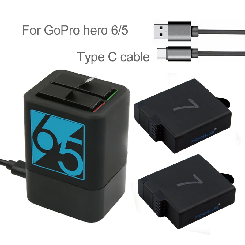 2 шт. аккумуляторы 1600 мАч для камеры gopro 5 + Hero hero 6 8 7|Цифровые аккумуляторы| |