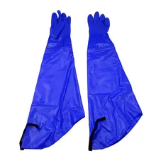 Рабочие кислотные синие перчатки ПВХ Нескользящие толстые перчатки с длинными рукавами плюс хлопковые зимние теплые промышленные перчатки