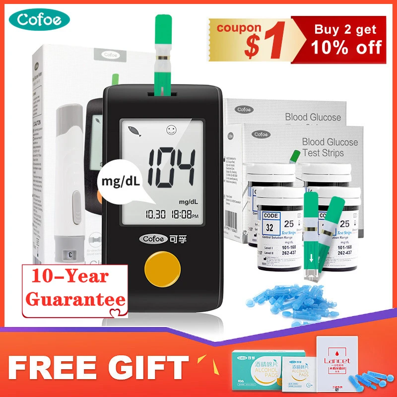 

Cofoe Glucometer Yiling mg/dl Medical Blood Glucose Meter Diabetes Blood Glucose Test Strips And Lancet Household Glucose Meter