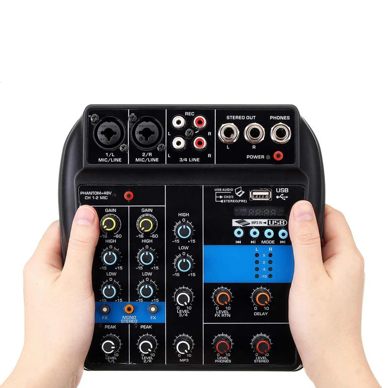 Small Mixer 4 Channel Bluetooth MP3 Reverb Effect