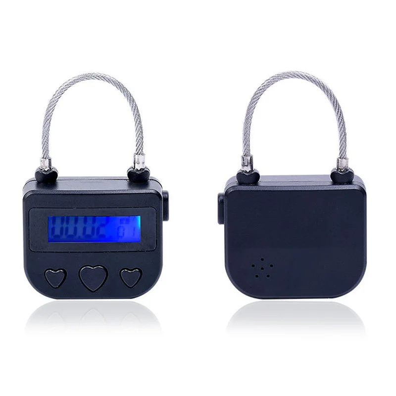 Men Bondage Time Lock USB Women Rechargeable Couple Switch Padlock Black Adult Game Cable 5V