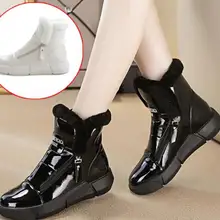 Г. Новая зимняя женская обувь модная повседневная обувь на меху с высоким берцем на плоской подошве женские шерстяные теплые зимние ботинки обувь на толстой подошве, botas