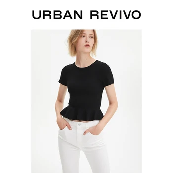 

UR Women Autumn Tee Slim Fit Ribbed Ruffled Knit Top WG31R9BN2007