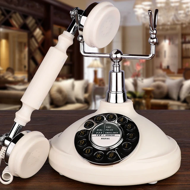 Téléphone fixe rétro en ABS blanc, vieux téléphone filaire, composition  pour la maison, le bureau, l'hôtel, le bar, la salle de lecture, les  personnes âgées - AliExpress