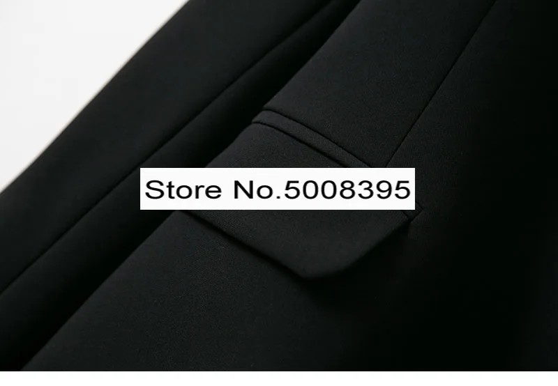 Модный черный блейзер с отворотами воротник со стразами тиснение с длинными рукавами одна пуговица передние карманы женский костюм Топ
