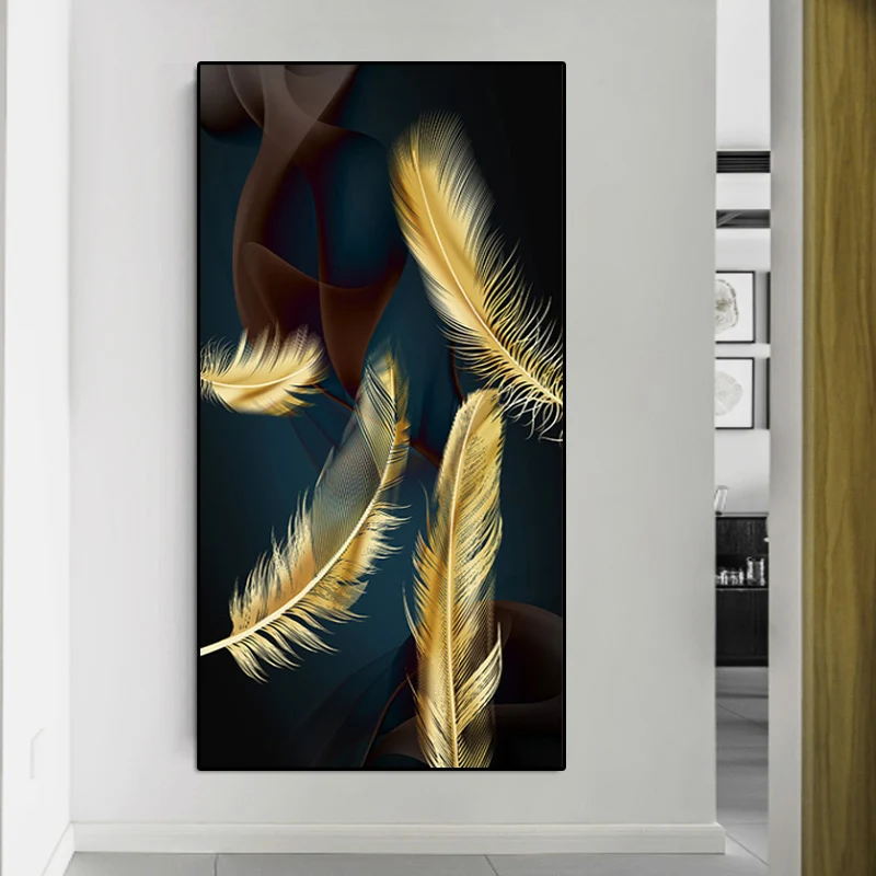 Nordic Vintage Abstract Golden Feather