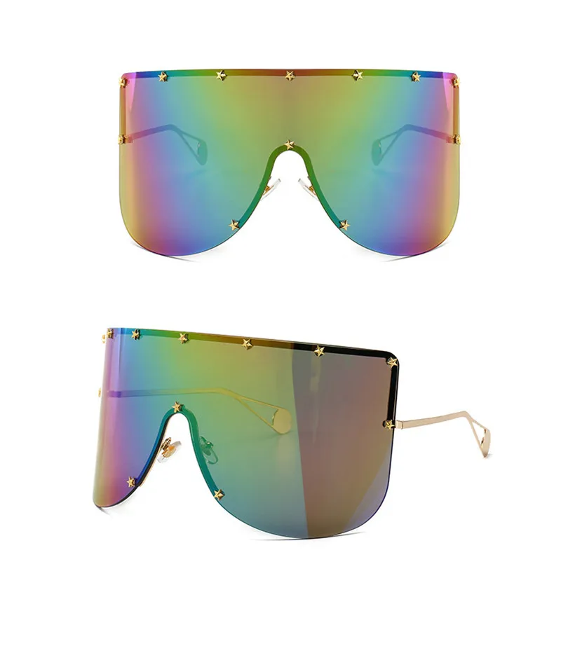 Sen Maries женские крупные солнцезащитные очки бренд винтажное зеркало из сплава большие звезды оправа для женщин мужские очки Оттенки UV400