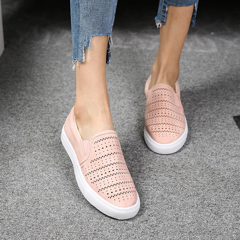 

Hollow Out Women's Shoes Hand-stitched Striped Breathable Elastic Band Retro Casual Flat Suitable for Wide Leg Women's Sneaker