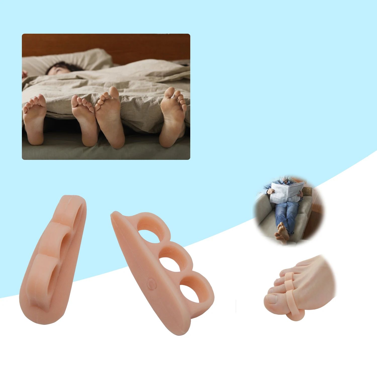 6 шт. силиконовый гель разделитель пальцев ног Уход за ногами подтяжки поддерживает инструменты накладка против мозолей Hallux стопа с вальгусной деформацией массажер D0241