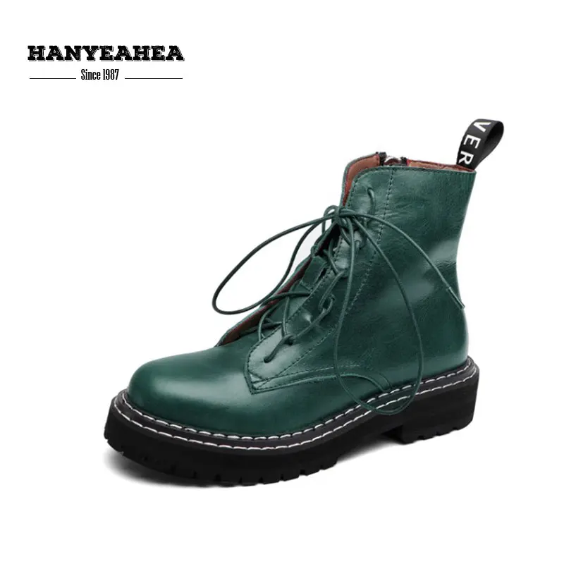 

Hot Sales Women's Boots Punk Neutral Women's Winter Boots Retro Fashion Greed Khaki 34-39 Zipper Lace-Up Boots