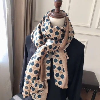 

2020 foulard femme bufanda mujer women autumn Spain style vintage long luxury brand dot pattern scarf accesorios mujer