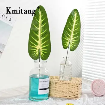 

43cm 20pcs Fake Palm Tree Leafs Plastic Tropical Artificial Plant Leaves Real Touch Green Foliage For Living Room Office Decor