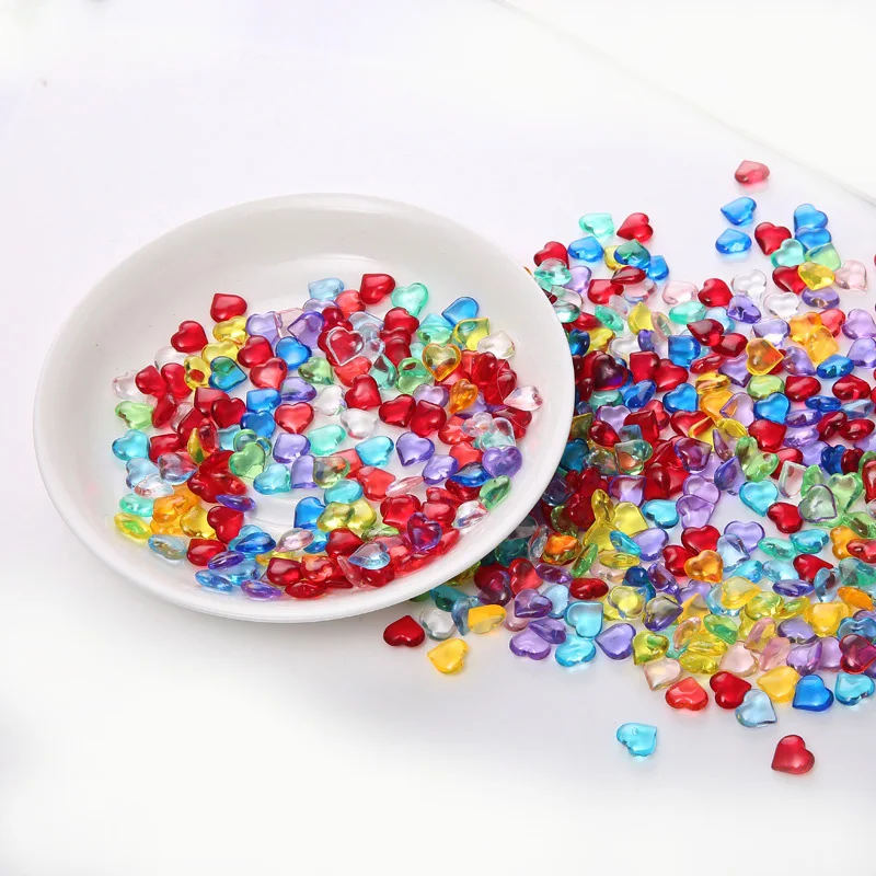 

100PCS/SET Colorful Heart Shape Acrylic Crystal Diamond Irregular Stone 10mm Chessman Game Pieces For Board Game Accessories