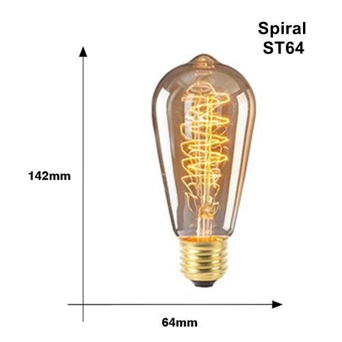 E27 подвесной светильник в стиле ретро 220 В 40 Вт Винтаж лампы Эдисона Ретро лампа накаливания светильник лампа для домашние Wall Art Украшение - Цвет: ST64 Spiral
