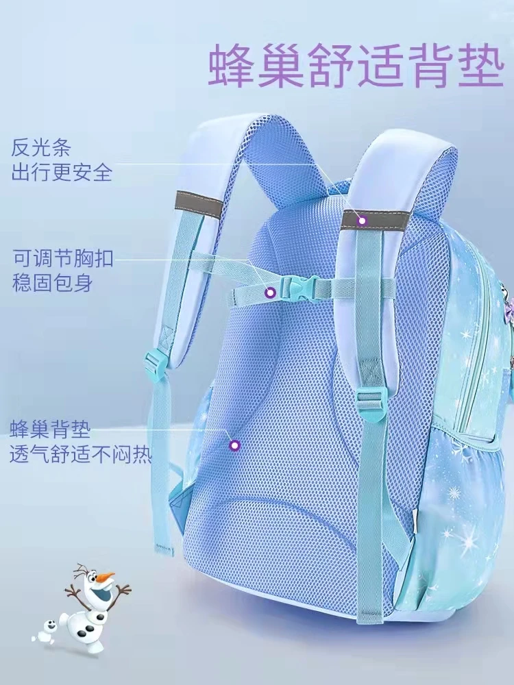 Disney Frozen School Bag For Girl Primary Student Shoulder Causal Backpack Alice Large Capacity Super Light Grade 1-6 Mochilas