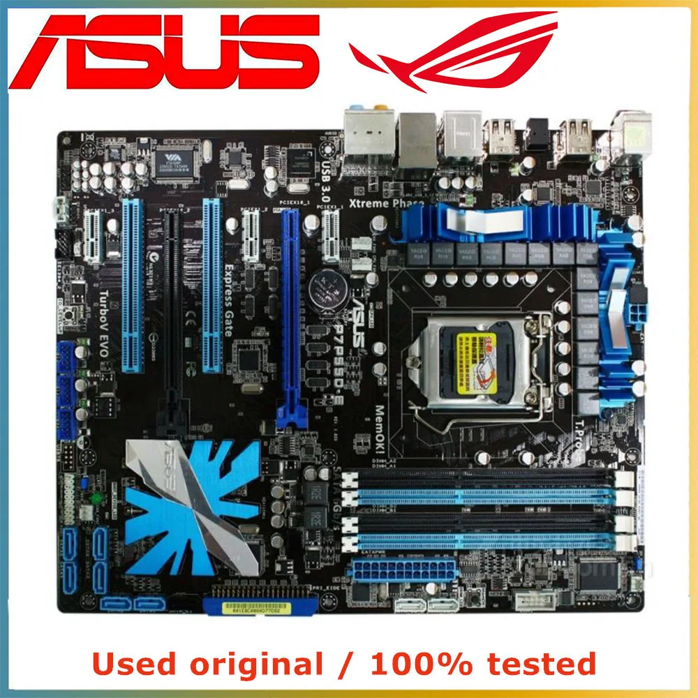 For Intel P55 LGA 1156 CPU ASUS P7P55D-E Motherboard Computer Socket LGA1156 DDR3 Used Desktop Mainboard | Компьютеры и офис