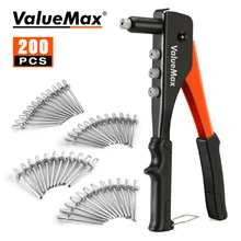 

ValueMax Hand Riveter Set Professional Manual Rivet Gun Tool For Home Repair And DIY With 200 Rivets 2.4mm 3.2mm 4.0mm 4.8mm