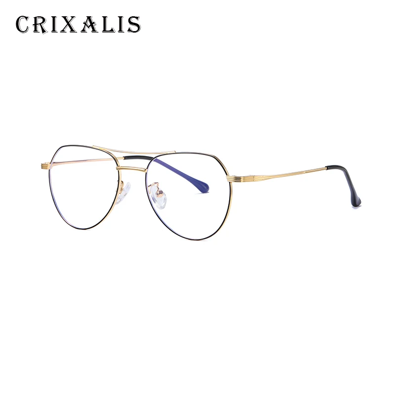 CRIXALIS унисекс модные анти синий светло-золотой металлический оправа очки женские круглые классические винтажные стильные оптические очки для мужчин - Цвет оправы: c1 gold