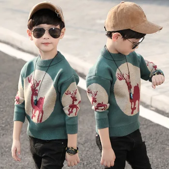 

plus Velvet Thick Boy's Sweater Pullover sweater For Children Animal Design Cotton O-neck Sweater Christmas Gift ZL141