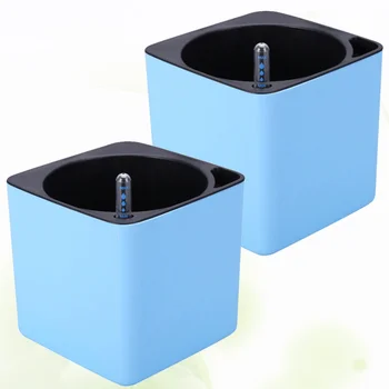 

4 Pcs in 1 Set Plastic Lazy Flower Pot Double Layer Square Tray Box Planter Self Watering Flowerpot Large Capacity Water Plantin