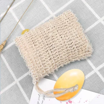

HOOMIN 1Pcs With Rope Bubble Handmade Soap Mesh Natural Sisal Cleaning Storage Bag Exfoliating Soap Bags Cleaning Tools
