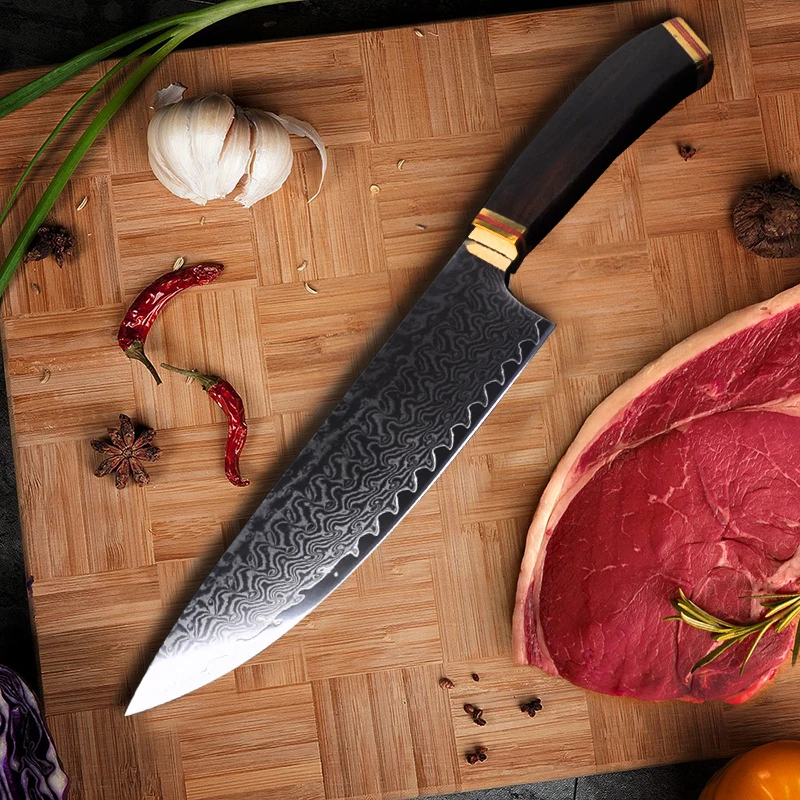 Кухонный нож шеф повара VG10 японский резак для мяса из дамасской стали Мясницкий