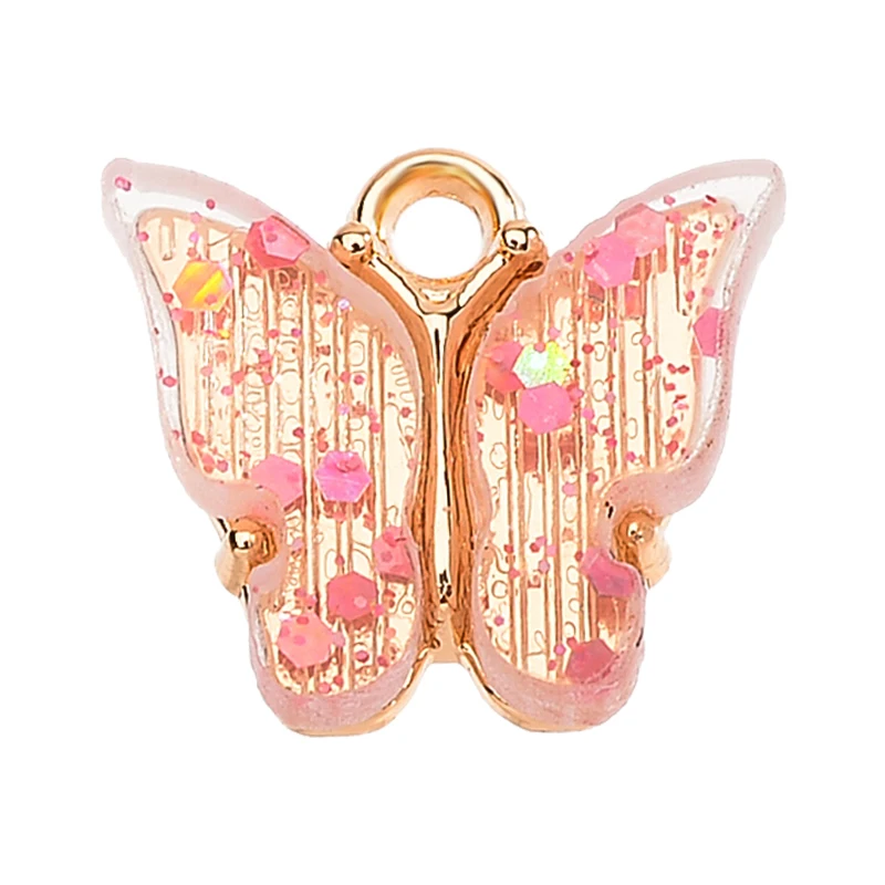 14*14MM Multicolor Acrylic Butterfly Pendant Cute Animal Charm DIY Butterfly Earring Jewelry Making Supplies 10Pcs jewelry charms animal charms acrylic charms