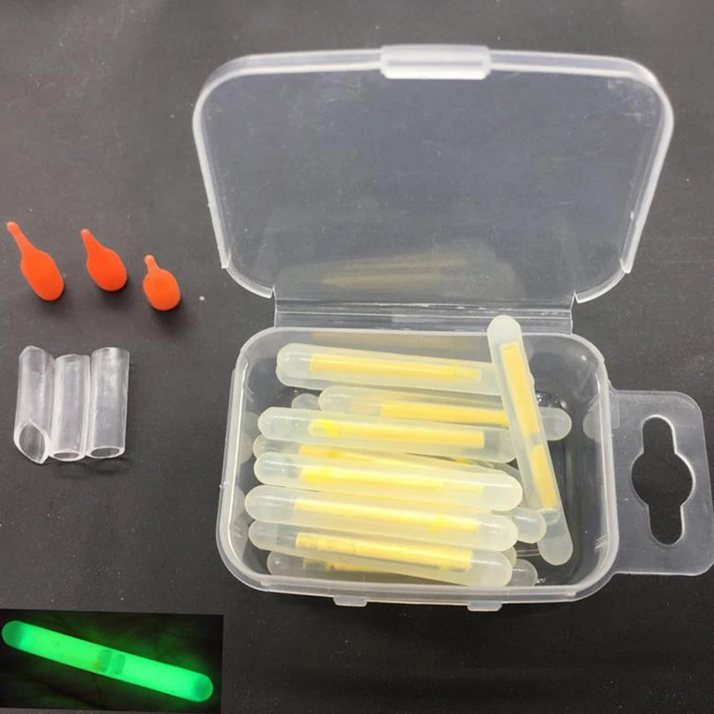 15pcs Portable Luminous Clip on Rod Tip Night Fishing Glow Light Stick Bite Indicator Night Light Alert with Box