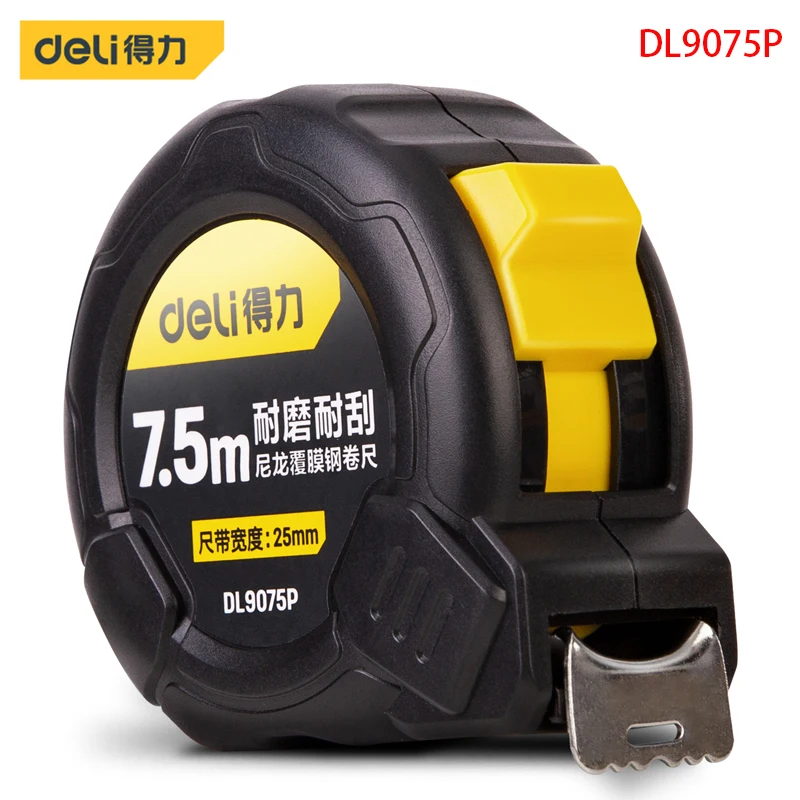 US $24.70 Deli DL9075P NylonCoatedSteel Tape Measure Specification 75mx25mm Carbon Steel TapeManganeseSteel Spring Design Measuring Tools